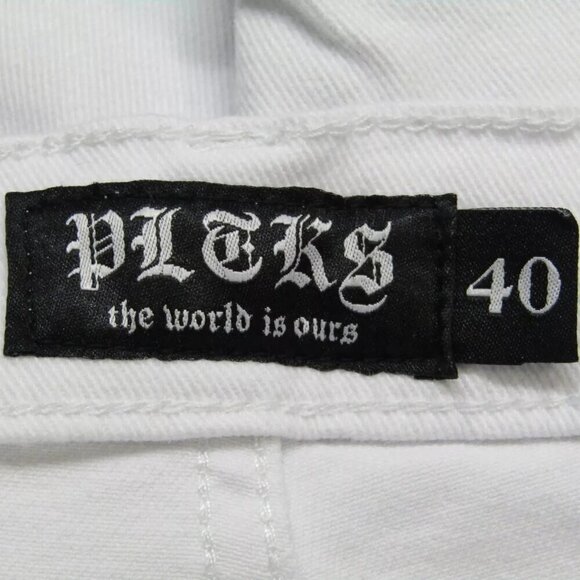 NEW POLITICS JEANS Men's Pant White Barkley Stacked Embroidery 5 Pocket Size 40 - Picture 11 of 13